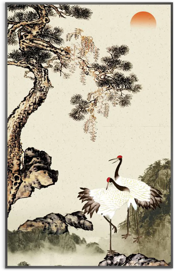 buc tranh doi chim hac duoi bong cay tung thincl1159 b